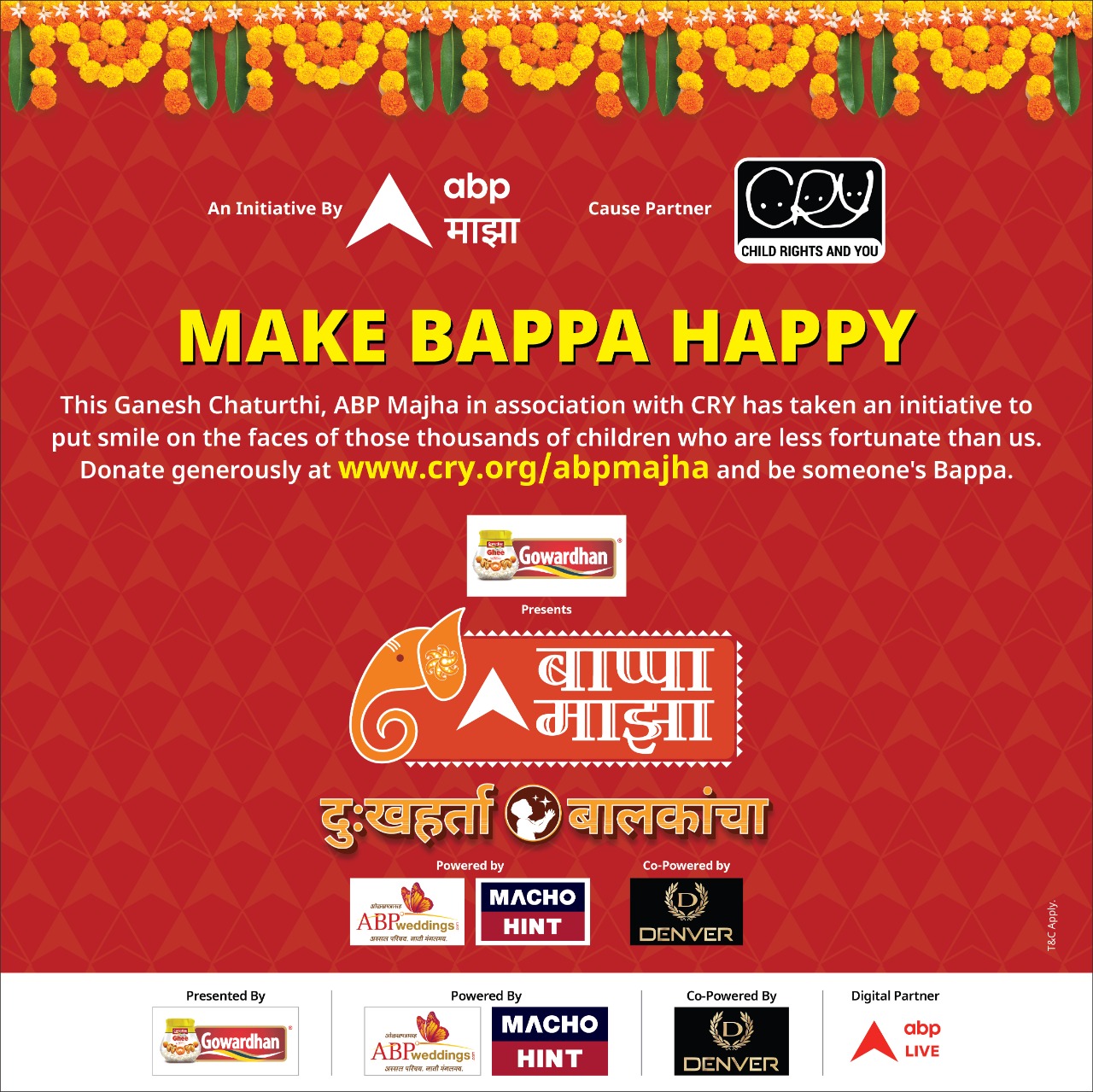 ABP Majha launches a special donation drive ‘Bappa Majha Dukhharta Balkancha’ in partnership with CRY- Child Rights and You 